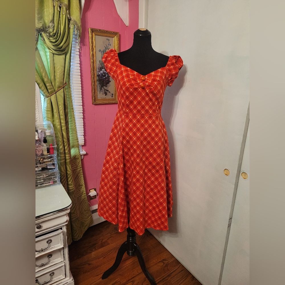 Collectif Red Plaid Dress